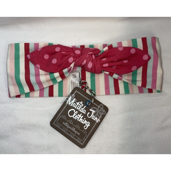 Girls Matilda Jane Wonderment Berry Fun Headband NWT Candy Striped - Picture 1 of 5